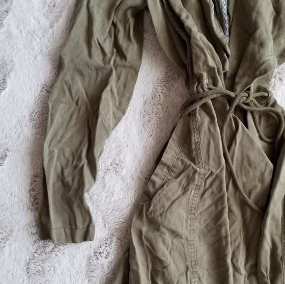 Max Studio Martini Olive Green Long Tie Waist Open Utility Jacket NWT Size M - Picture 3 of 9